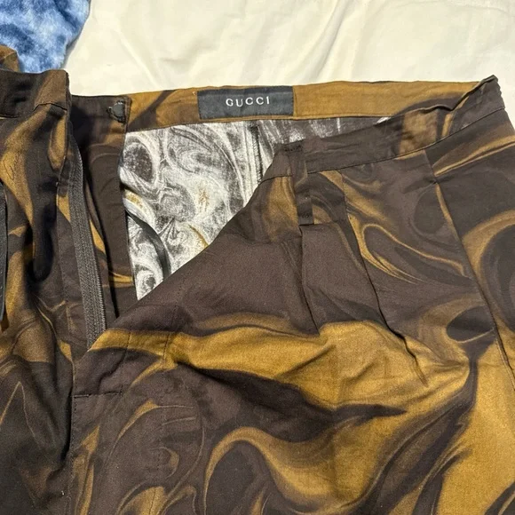 Gucci Black and Brown Marble Pattern Pants - Picture 2 of 8